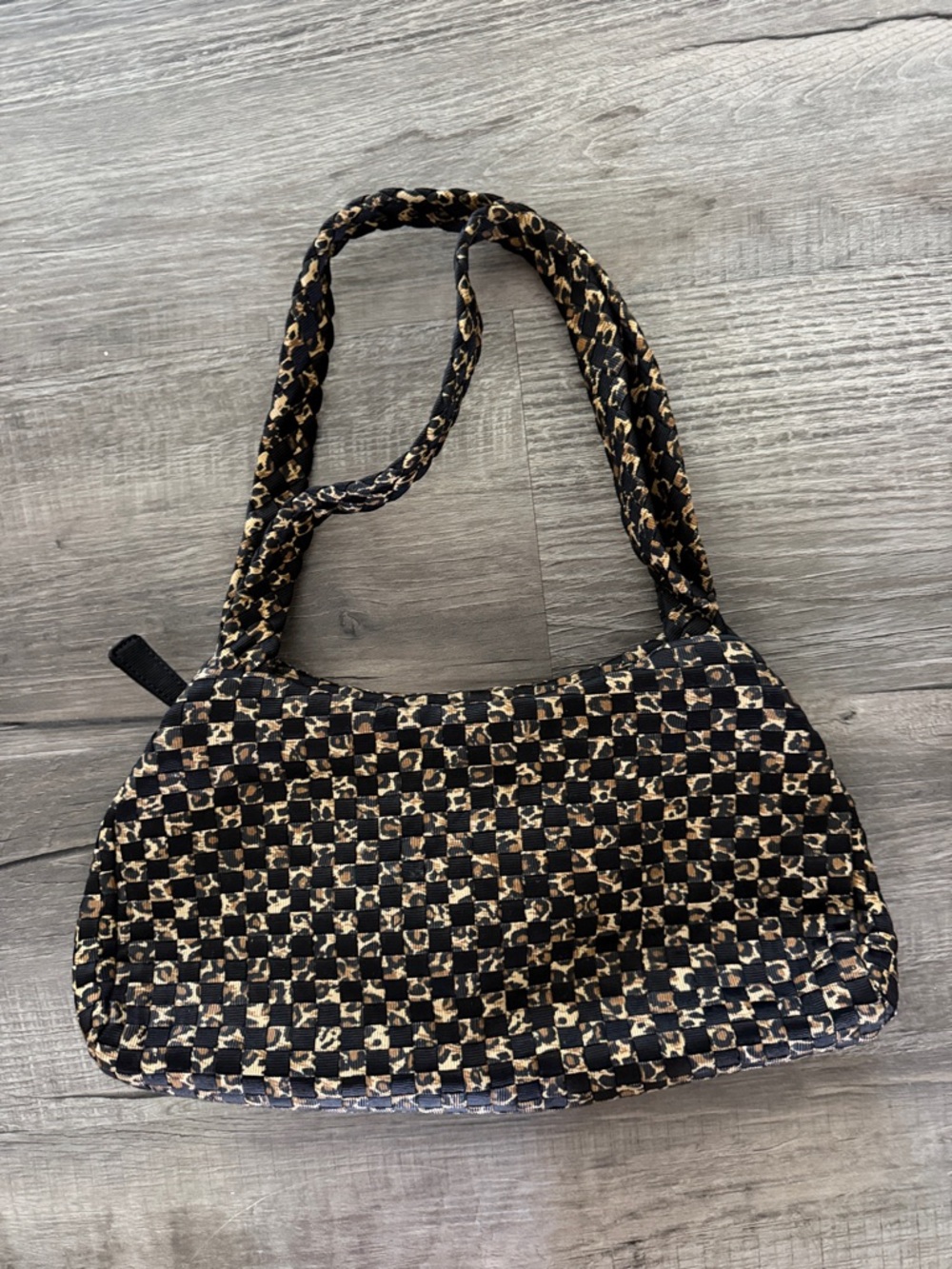 The Sak Quilted Checker-Print Shoulder Bag in Black and Tan